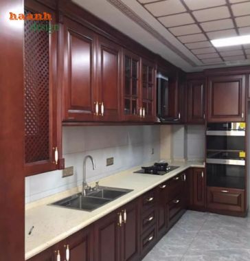 Tủ bếp gỗ tự nhiên Đẳng cấp và sự ấm áp cho không gian bếp-TBH 002