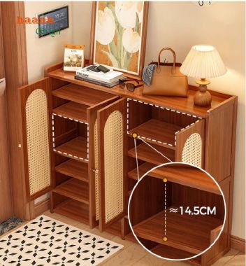 Tủ giày dép gỗ sồi tự nhiên cánh mây hiện đại, tiện dụng-TGH 009