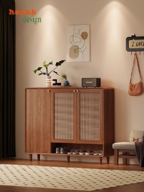 Mẫu tủ giày dép hiện đại bằng gỗ sồi tự nhiên cao cấp-TGH 007