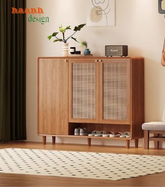 Mẫu tủ giày dép hiện đại bằng gỗ sồi tự nhiên cao cấp-TGH 007