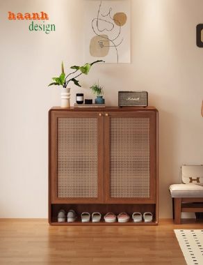 Mẫu tủ giày dép hiện đại bằng gỗ sồi tự nhiên cao cấp-TGH 007