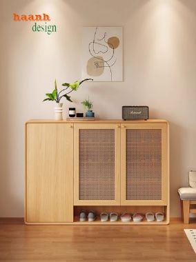 Mẫu tủ giày dép hiện đại bằng gỗ sồi tự nhiên cao cấp-TGH 007