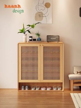 Mẫu tủ giày dép hiện đại bằng gỗ sồi tự nhiên cao cấp-TGH 007