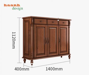 Mẫu tủ để giày dép bằng gỗ tân cổ điển châu Âu cao cấp-TGT 005