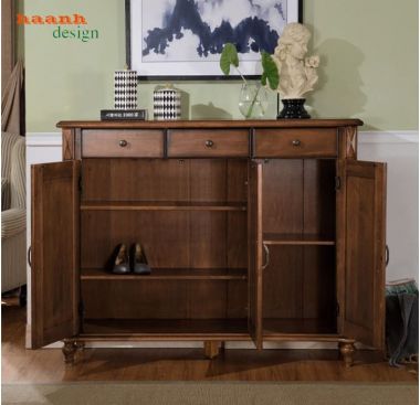 Mẫu tủ để giày dép bằng gỗ tân cổ điển châu Âu cao cấp-TGT 005