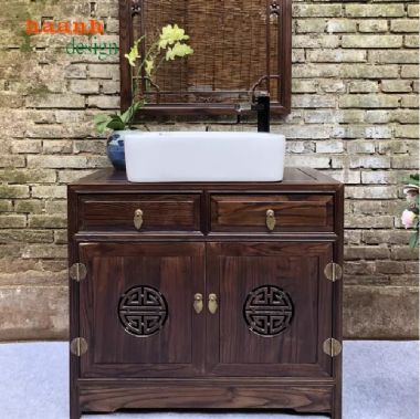 Tủ gỗ phòng tắm Á Đông – Vẻ đẹp tinh tế cho không gian sống-TGA 001