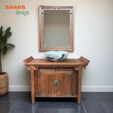 Tủ gỗ phòng tắm Á Đông – Vẻ đẹp tinh tế cho không gian sống-TGA 001