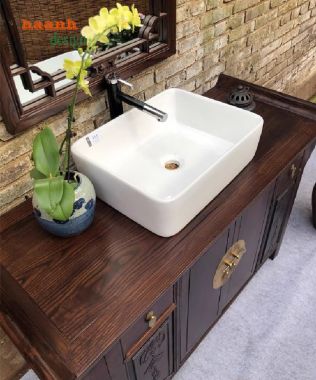 Tủ gỗ phòng tắm Á Đông – Vẻ đẹp tinh tế cho không gian sống-TGA 001