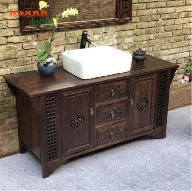 Tủ gỗ phòng tắm Á Đông – Vẻ đẹp tinh tế cho không gian sống-TGA 001