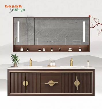 Tủ phòng tắm gỗ sồi tự nhiên cao cấp cho gia đình-TGA 002