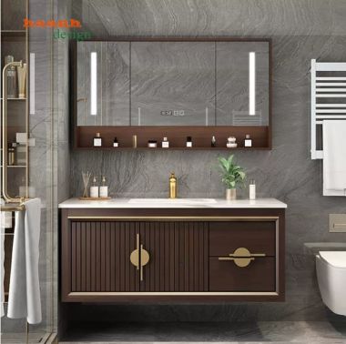 Tủ phòng tắm gỗ sồi tự nhiên cao cấp cho gia đình-TGA 002