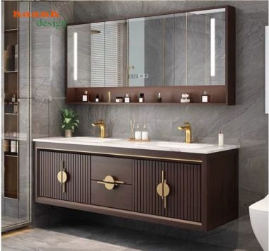 Tủ phòng tắm gỗ sồi tự nhiên cao cấp cho gia đình-TGA 002