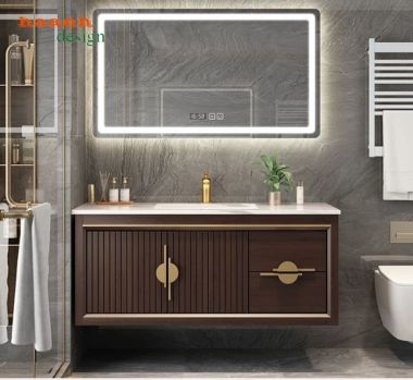 Tủ phòng tắm gỗ sồi tự nhiên cao cấp cho gia đình-TGA 002
