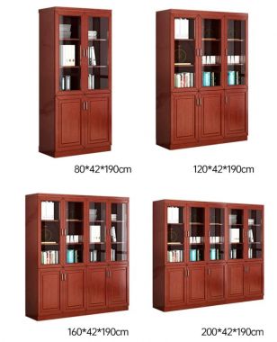 Tủ hồ sơ gỗ tự nhiên cánh kính nhiều kích thước - THT 005