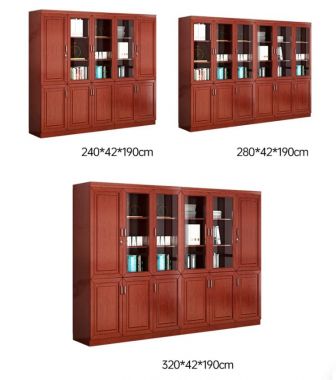 Tủ hồ sơ gỗ tự nhiên cánh kính nhiều kích thước - THT 005