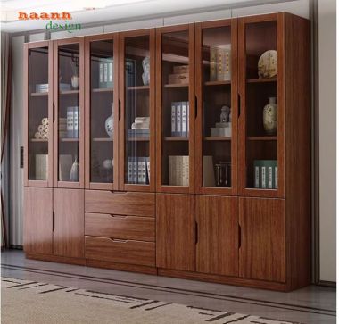 Tủ gỗ đựng tài liệu cánh kính cao cấp chuẩn doanh nghiệp-THT 003