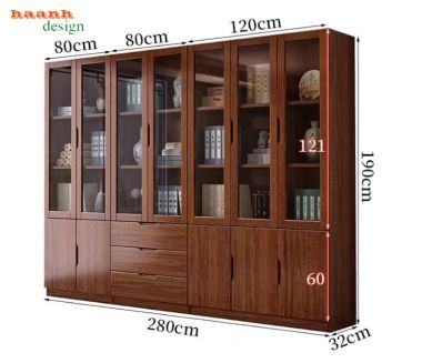 Tủ gỗ đựng tài liệu cánh kính cao cấp chuẩn doanh nghiệp-THT 003