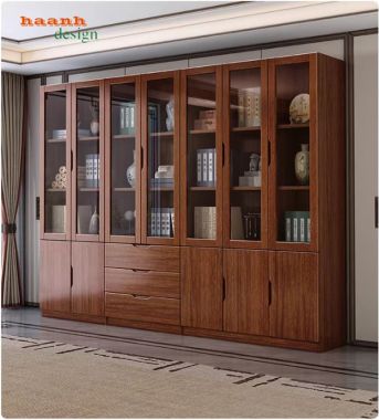 Tủ gỗ đựng tài liệu cánh kính cao cấp chuẩn doanh nghiệp-THT 003