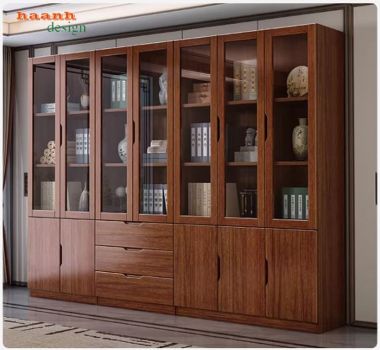 Tủ gỗ đựng tài liệu cánh kính cao cấp chuẩn doanh nghiệp-THT 003