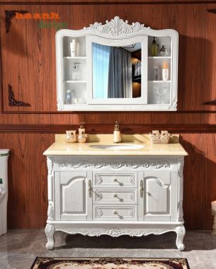Tủ lavabo gỗ tự nhiên tân cổ điển TLC 001