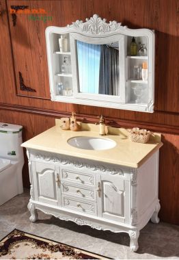Tủ lavabo gỗ tự nhiên tân cổ điển TLC 001