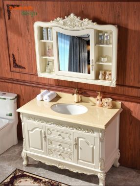 Tủ lavabo gỗ tự nhiên tân cổ điển TLC 001