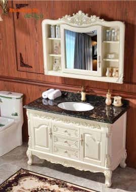 Tủ lavabo gỗ tự nhiên tân cổ điển TLC 001