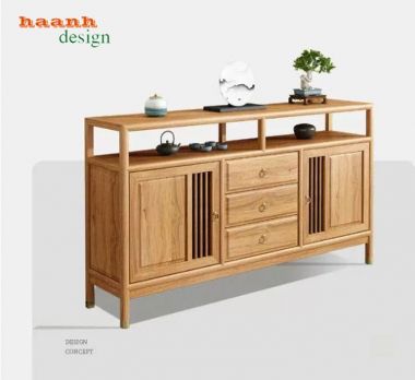 Kệ tủ để đồ gỗ sồi cao cấp cho phòng bếp hiện đại-TCD 006