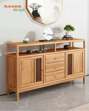 Kệ tủ để đồ gỗ sồi cao cấp cho phòng bếp hiện đại-TCD 006