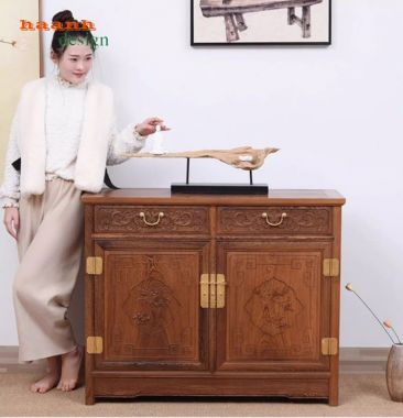 Tủ lưu trữ gỗ giả cổ bền đẹp – giải pháp tối ưu phòng bếp-TCD 002