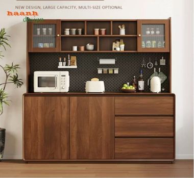 Tủ Đựng Đồ Phòng Bếp Veneer Óc Chó Cho Nhà Hiện Đại-TLT 012