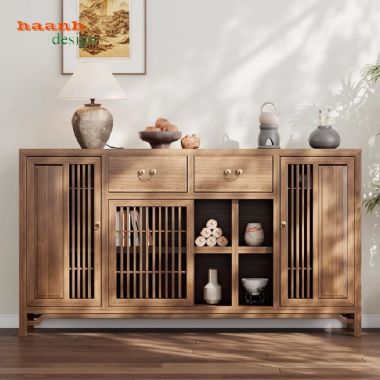 Tủ gỗ phòng bếp hiện đại bằng gỗ sồi tự nhiên cao cấp-TLT 008