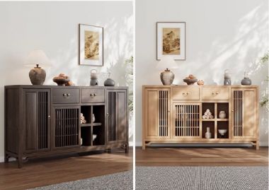 Tủ gỗ phòng bếp hiện đại bằng gỗ sồi tự nhiên cao cấp-TLT 008