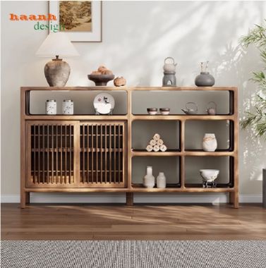 Tủ gỗ phòng bếp hiện đại bằng gỗ sồi tự nhiên cao cấp-TLT 008