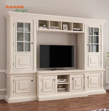 Tủ kệ gỗ phòng khách hiện đại kết hợp kệ tivi và tủ rượu đẹp-TPK 014