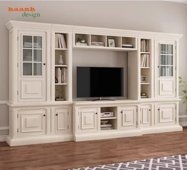 Tủ kệ gỗ phòng khách hiện đại kết hợp kệ tivi và tủ rượu đẹp-TPK 014