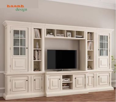 Tủ kệ gỗ phòng khách hiện đại kết hợp kệ tivi và tủ rượu đẹp-TPK 014