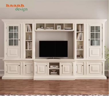 Tủ kệ gỗ phòng khách hiện đại kết hợp kệ tivi và tủ rượu đẹp-TPK 014