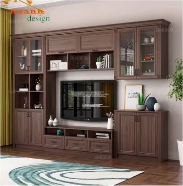 Mẫu tủ tường bằng gỗ phòng khách đẹp xu hướng mới-TPK 013