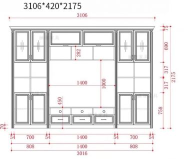 Mẫu tủ tường bằng gỗ phòng khách đẹp xu hướng mới-TPK 013