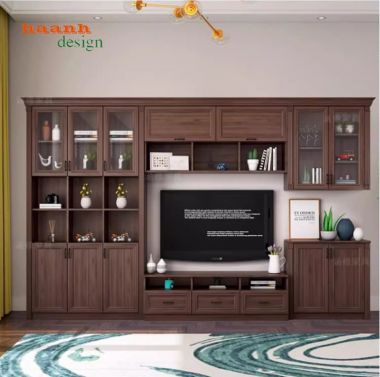 Mẫu tủ tường bằng gỗ phòng khách đẹp xu hướng mới-TPK 013