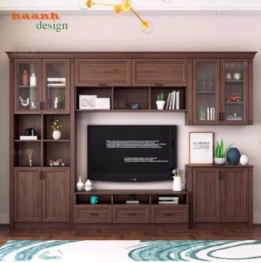 Mẫu tủ tường bằng gỗ phòng khách đẹp xu hướng mới-TPK 013