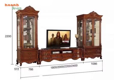 Tủ phòng khách tân cổ điển châu âu biệt thự sang trọng. TTC 003