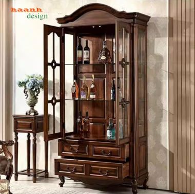 Tủ rượu tân cổ điển đẹp – Nội thất sang trọng cho phòng khách-TCC 017