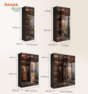 Tiện lợi khi sử dụng tủ áo gỗ công nghiệp cánh kính-TCK 004