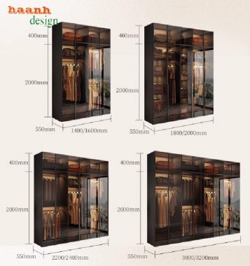 Tiện lợi khi sử dụng tủ áo gỗ công nghiệp cánh kính-TCK 004