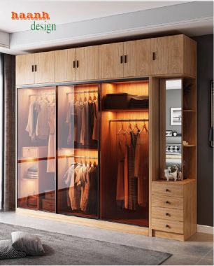 Hiện đại hóa không gian với tủ áo cánh kính cửa lùa-TCK 005