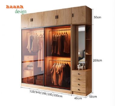 Hiện đại hóa không gian với tủ áo cánh kính cửa lùa-TCK 005
