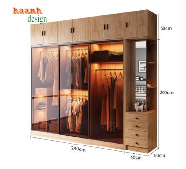 Hiện đại hóa không gian với tủ áo cánh kính cửa lùa-TCK 005