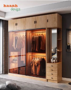 Hiện đại hóa không gian với tủ áo cánh kính cửa lùa-TCK 005